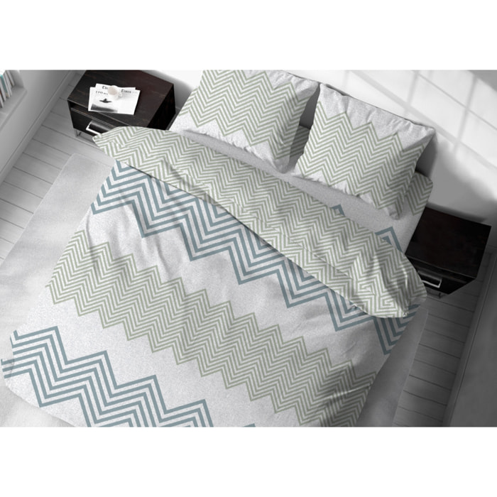 Copripiumino In 100% Cotone Disegno Zig Zag