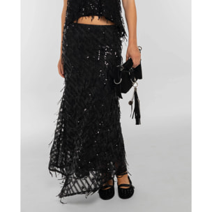 Falda midi de lentejuelas de mujer