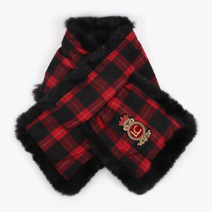 Sciarpa reversibile tartan ed effetto pelliccia