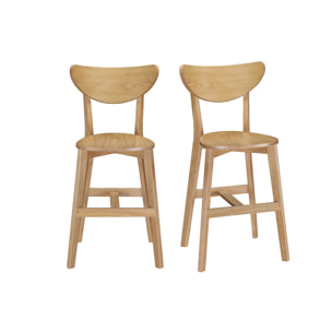 Tabourets de bar scandinaves finition chêne H65 cm (lot de 2) LEENA