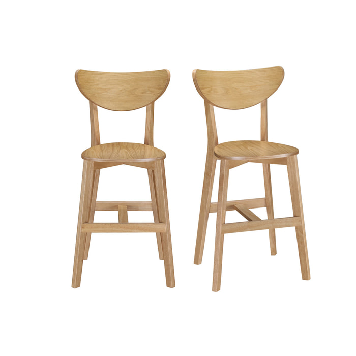 Tabourets de bar scandinaves finition chêne H65 cm (lot de 2) LEENA