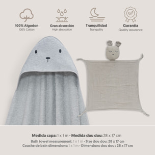 Capa Baño 1X1 Mod Oso+Dudu Muselina Gris