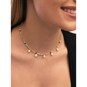 Collana Crystal Pearls in Acciaio Placcato Oro