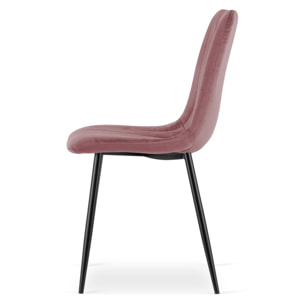 Set di 4 Sedie Lava in Velluto Rosa con Gambe Nere