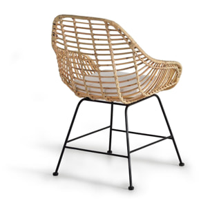 Set de 2 sillas - Ratán y Metal - 88x66x63cm