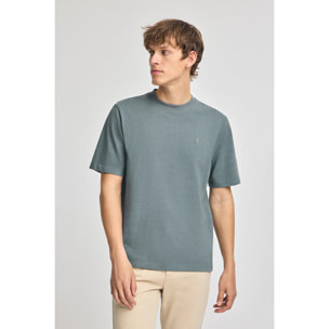 Maglietta grigio pietra in cotone con ricamo Rigby Go