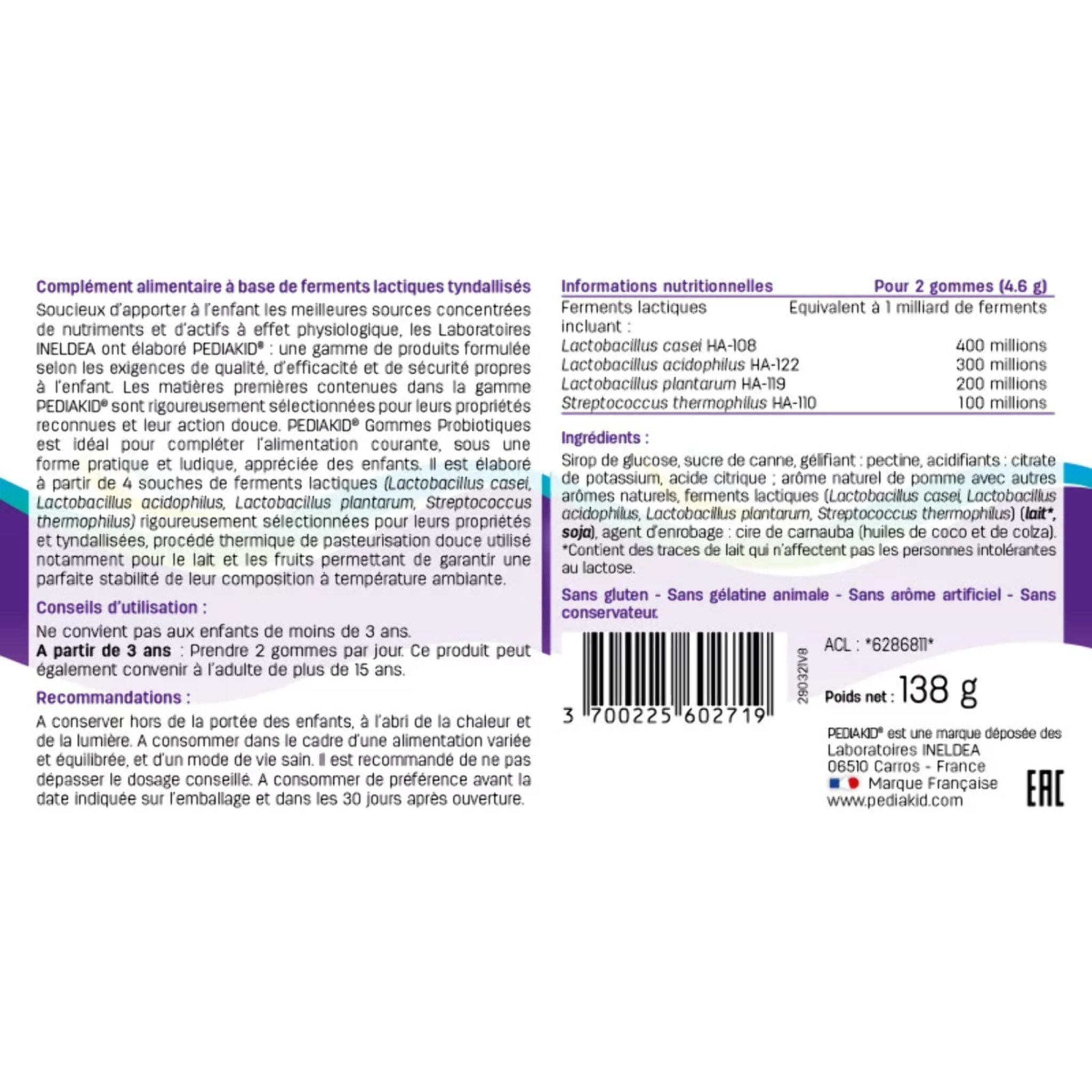 PEDIAKID - Pack Enfants Automne/Hiver - PEDIAKID Sirop Nez-Gorge + PEDIAKID 22 Vitamines & Oligo-éléments + PEDIAKID spray Nez-Gorge + PEDIAKID gommes immunité + PEDIAKID gommes P'tit Biotic