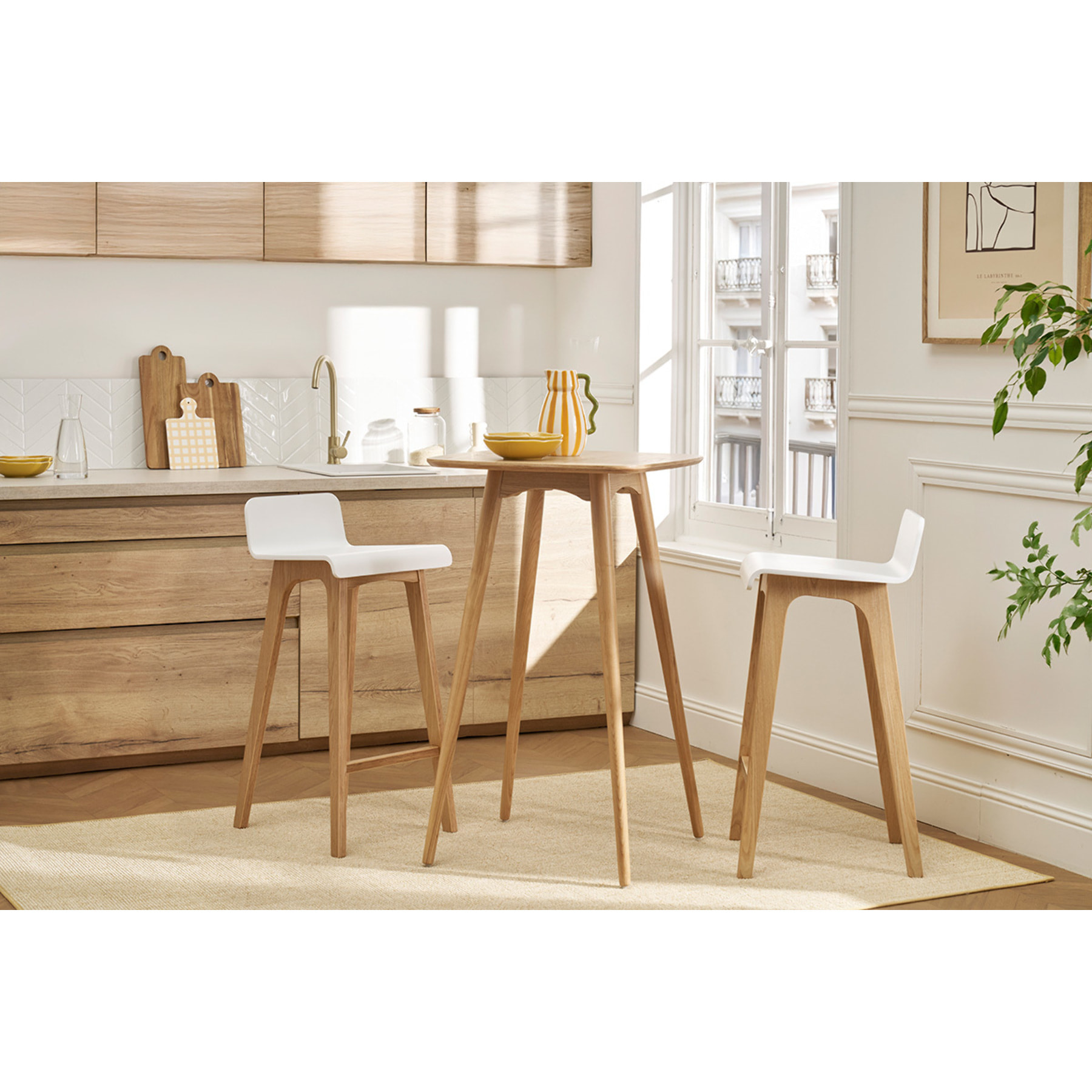 Table haute carrée frêne scandinave L60 cm BALTIK