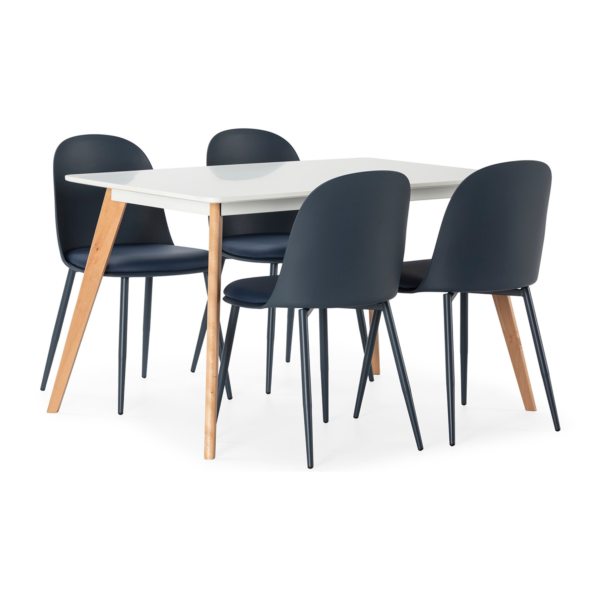 Juego de mesa 120x80 cm y 4 sillas de comedor Kana