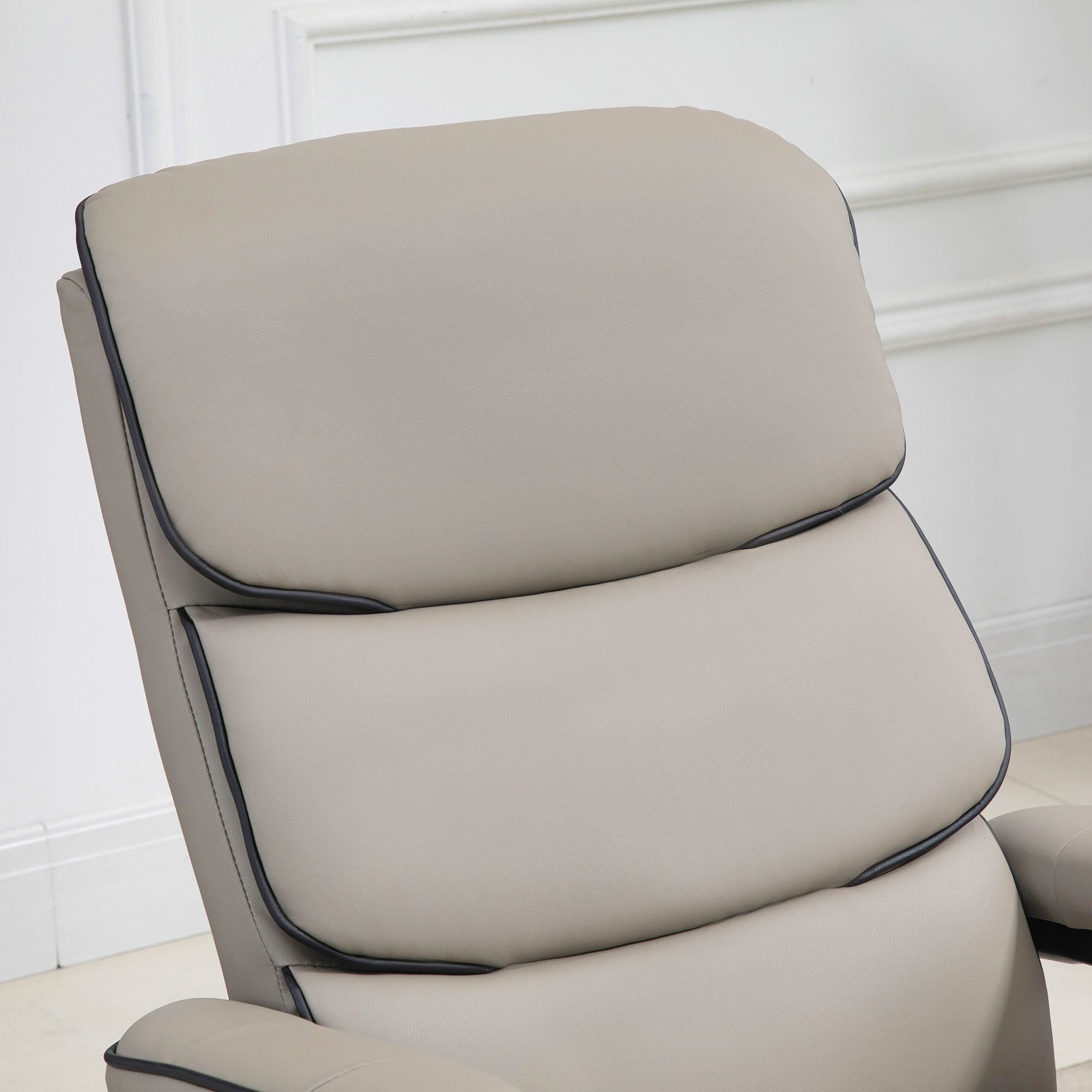 Fauteuil relax inclinable pivotant avec repose-pieds liserets noir synthétique gris
