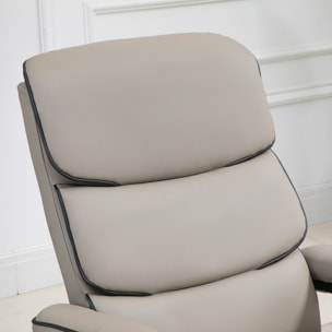 Fauteuil relax inclinable pivotant avec repose-pieds liserets noir synthétique gris