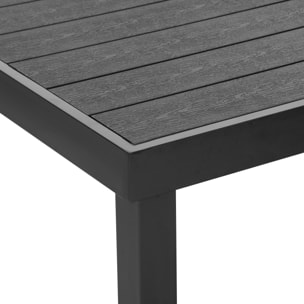 Ensemble table de jardin 6 personnes - chaises pliables inclinables accoudoirs - alu textilène noir plastique effet bois