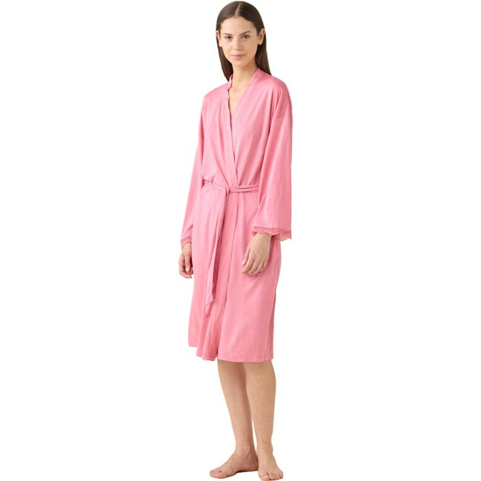 Vestaglia donna in modal con fusciacca colore rosa Noidinotte