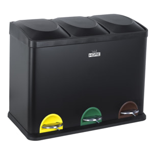 Cubo de reciclaje ecológico 45 litros de 3 compartimentos, reciclaje de basura / cubos de reciclaje, gran capacidad, para papel, vidrio y plástico