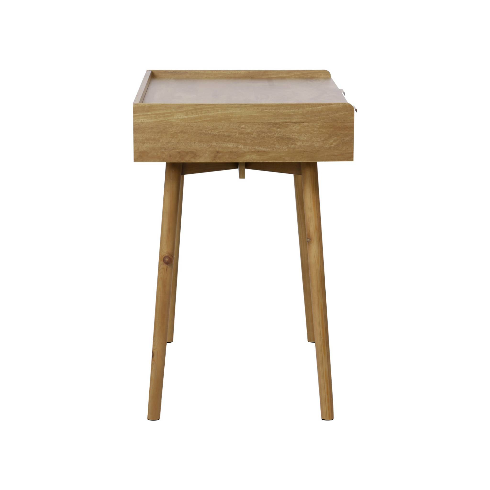 Bureau décor bois de manguier rainuré 2 tiroirs - 110 x 55 x 79.5 cm - Celian