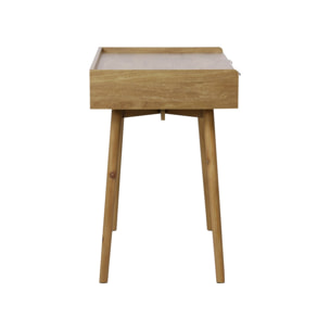 Bureau décor bois de manguier rainuré 2 tiroirs - 110 x 55 x 79.5 cm - Celian