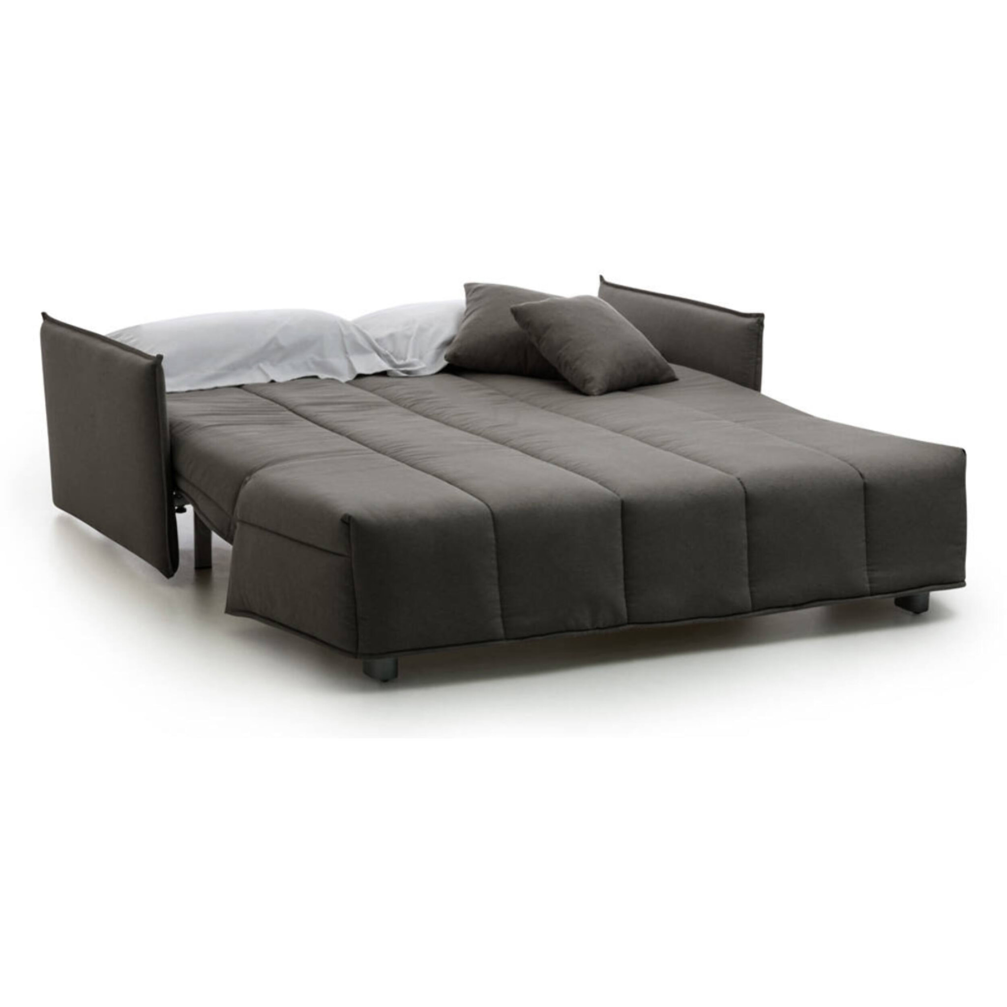 Divano Letto Allyson, Divano a 3 posti, 100% Made in Italy, Sofà Soggiorno con apertura a carrello, in tessuto imbottito, con Braccioli standard, Cm 190x90h85, Grigio