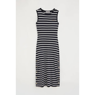 Vestido azul marino y blanco a rayas con personalización náutica Polo Club