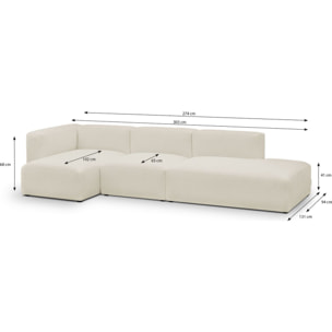 Canapé d'angle à gauche modulable 5 places en tissu bouclette - MODULO