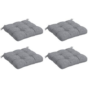 Conjunto de Cojines para Sillas de Comedor 48x48x10 cm Juego de 4 Piezas Cojines para Sillas de Jardín Impermeable y Anti-UV con 2 Cordones de Fijación Gris