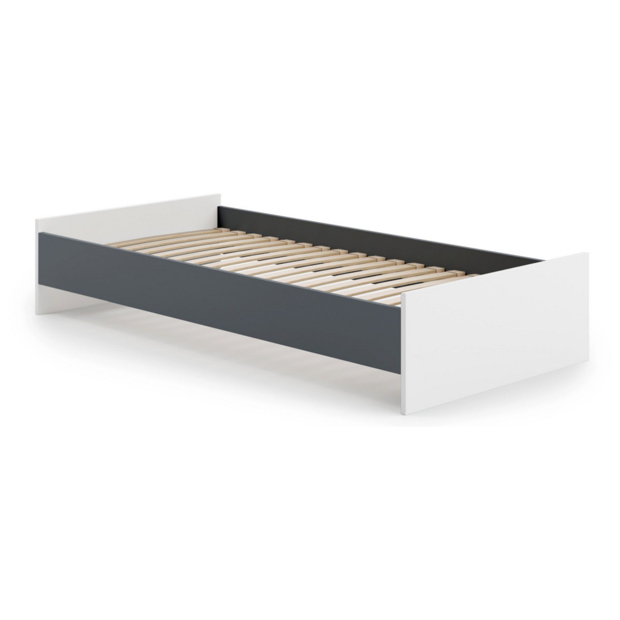 Letto singolo KARO 190x90 bianco e grigio per ragazzi