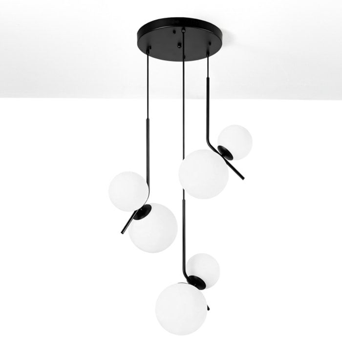 Suspension Tomasucci HENGET BIG, en acier et verre, blanc