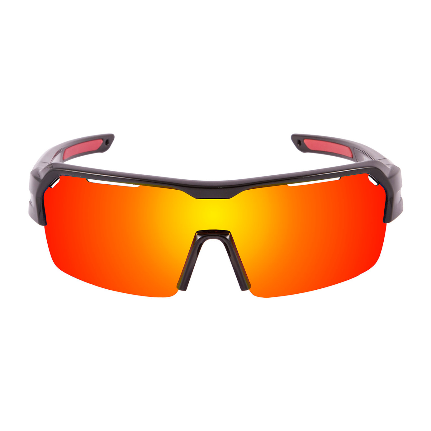 Gafas de deportes acuáticos OCEAN RACE - Negro brillante / Revo rojos y plaquetas y puntas rojas