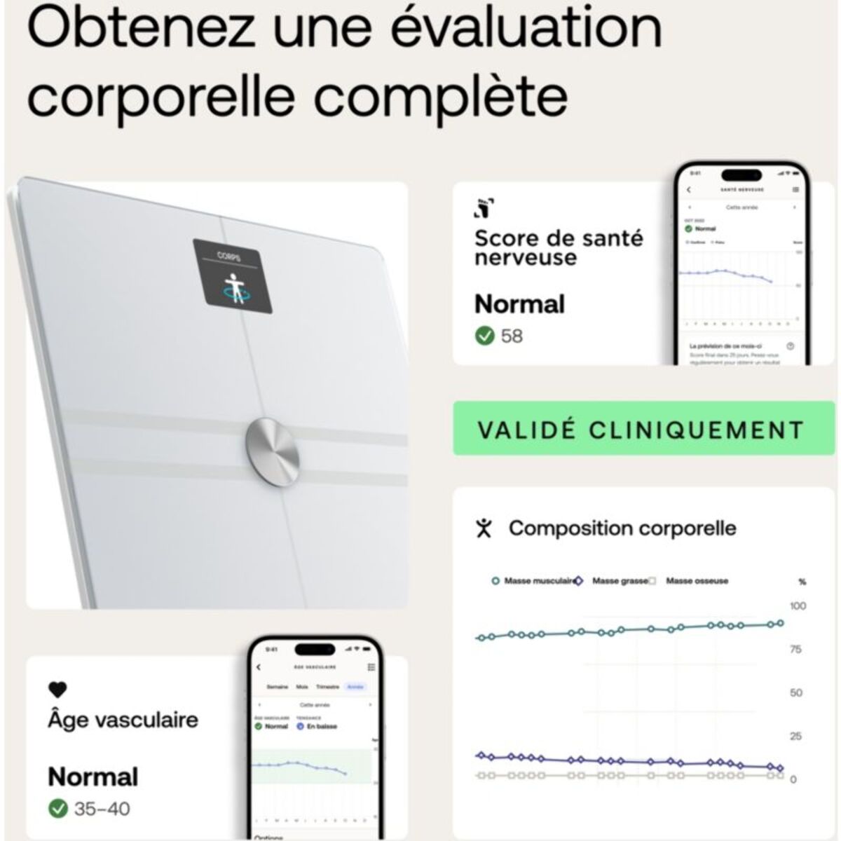 Pèse personne connecté WITHINGS Body Comp Blanc
