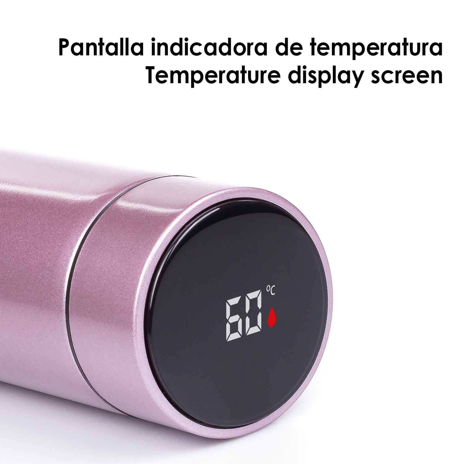 Termo sportivo da 500ml con indicatore di temperatura intelligente. Bottiglia d'acqua isolata sottovuoto, fino a 12 ore di mantenimento del calore.