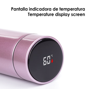 Termo sportivo da 500ml con indicatore di temperatura intelligente. Bottiglia d'acqua isolata sottovuoto, fino a 12 ore di mantenimento del calore.