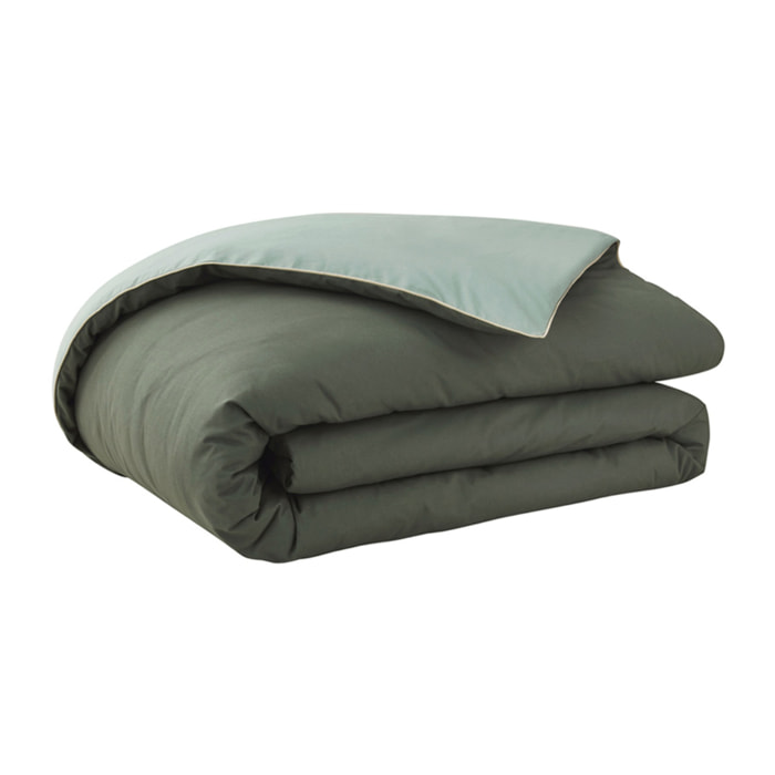 Housse de couette bicolore en coton, BONS JOURS, Vert Palme/ Vert Aloe