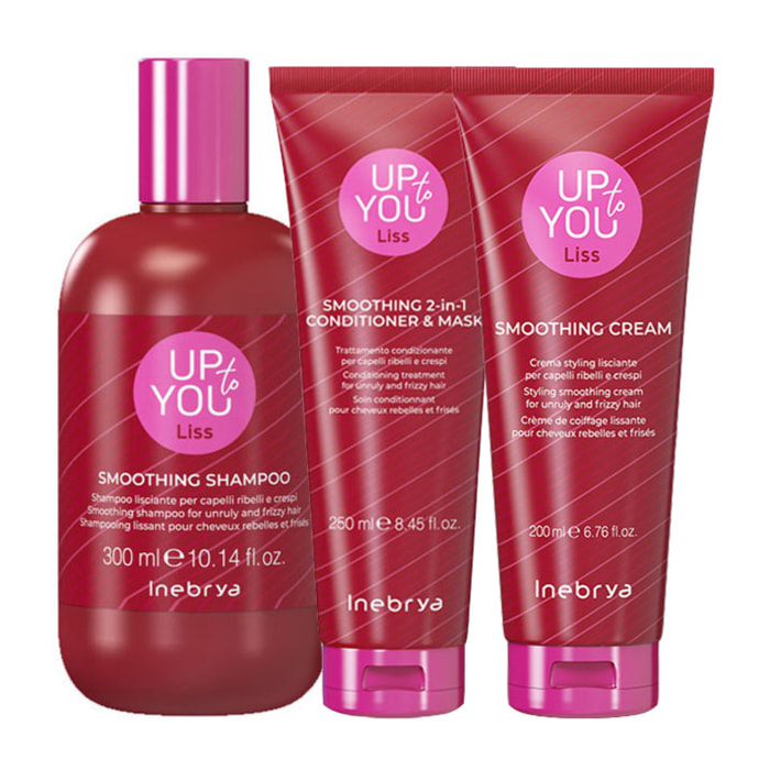 INEBRYA Kit Up To You Liss Smoothing Shampoo 300ml + 2 In 1 Conditioner & Mask 250ml + Smoothing Cream 200ml