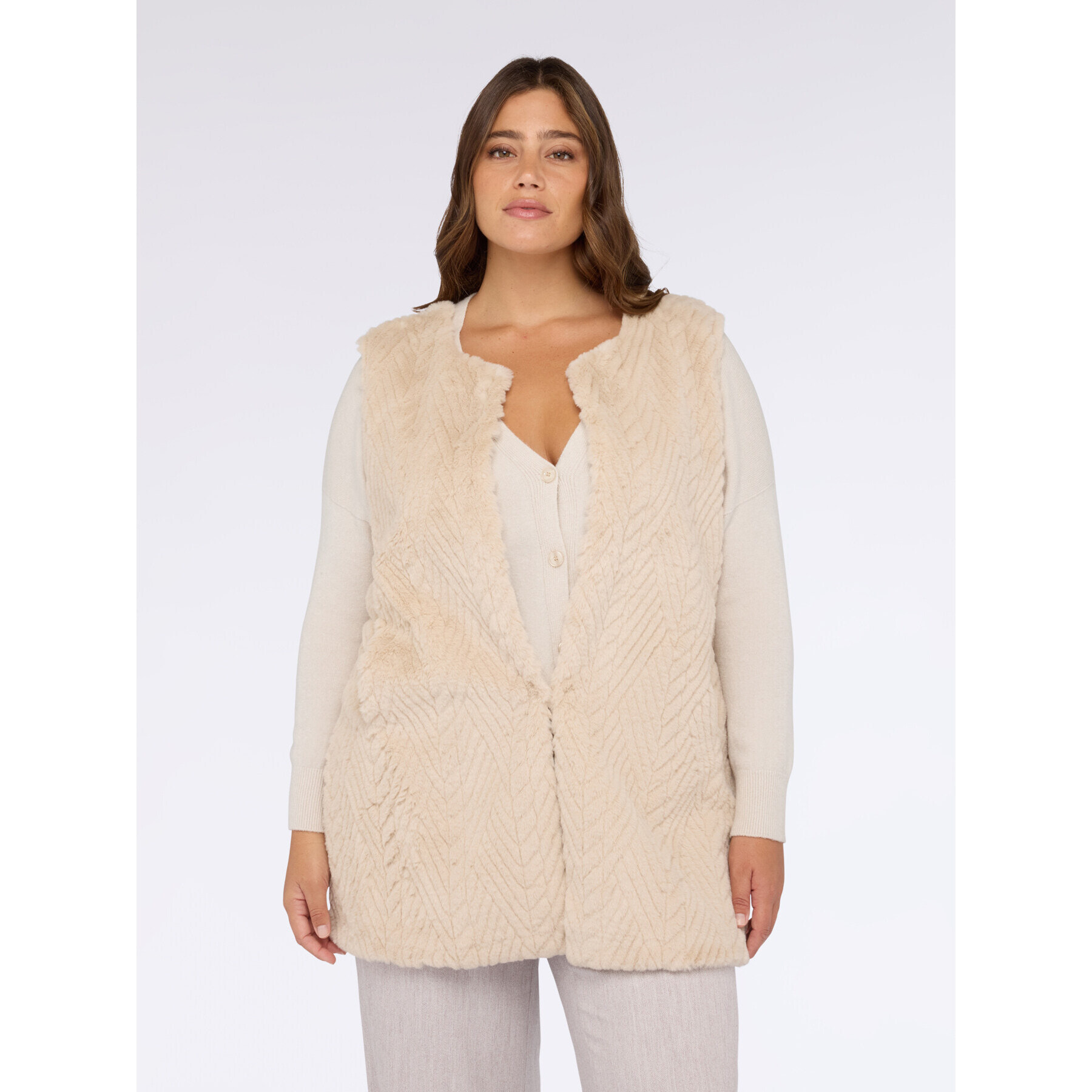 Fiorella Rubino - Gilet effetto peluche - Beige