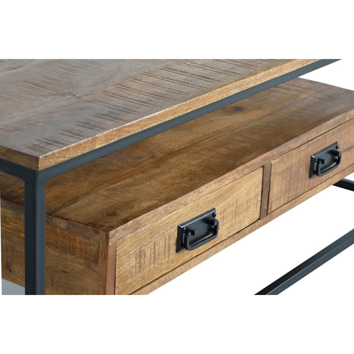 Mesa de centro - Madera de Mango y Metal - 45x120x60cm