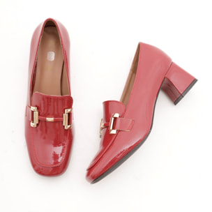 MOCASSINO TACCO MORSETTO GOLD CHOCOLA' BORDEAUX