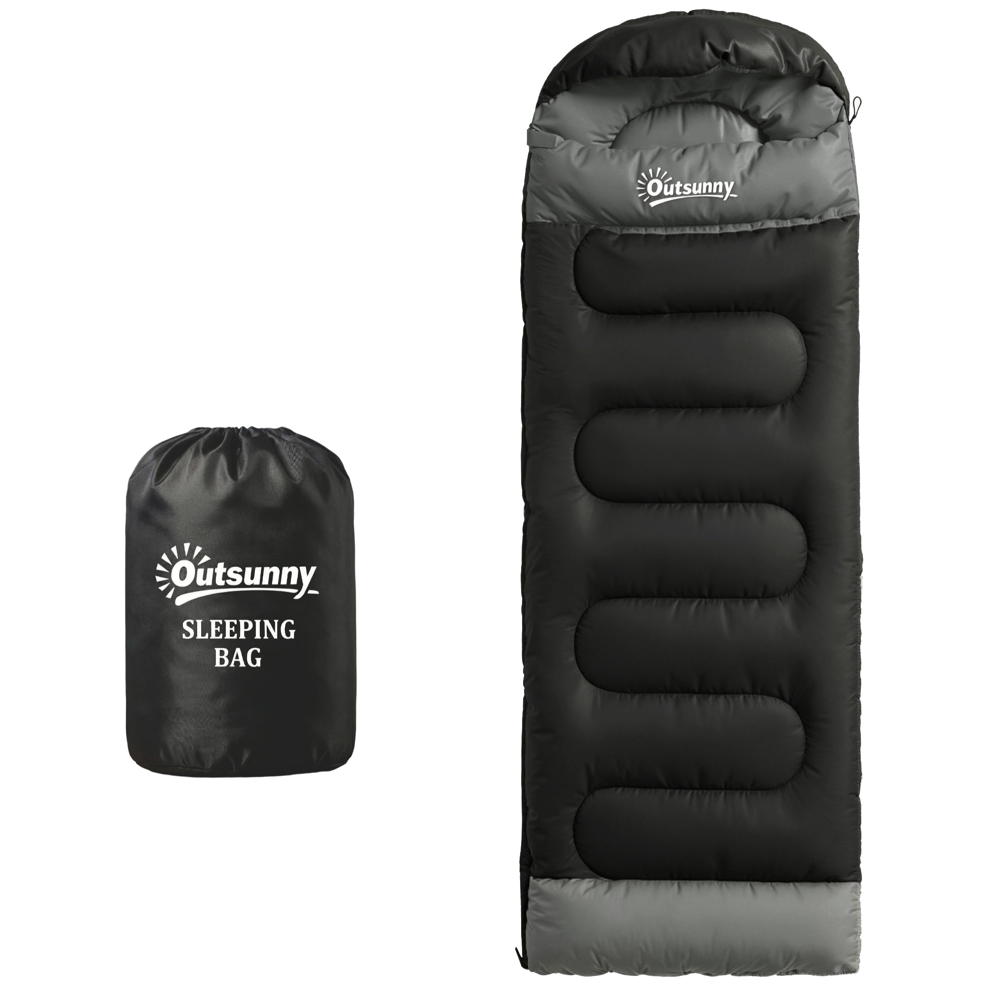 Sac de couchage adulte section tête fermeture éclair sac de rangement noir