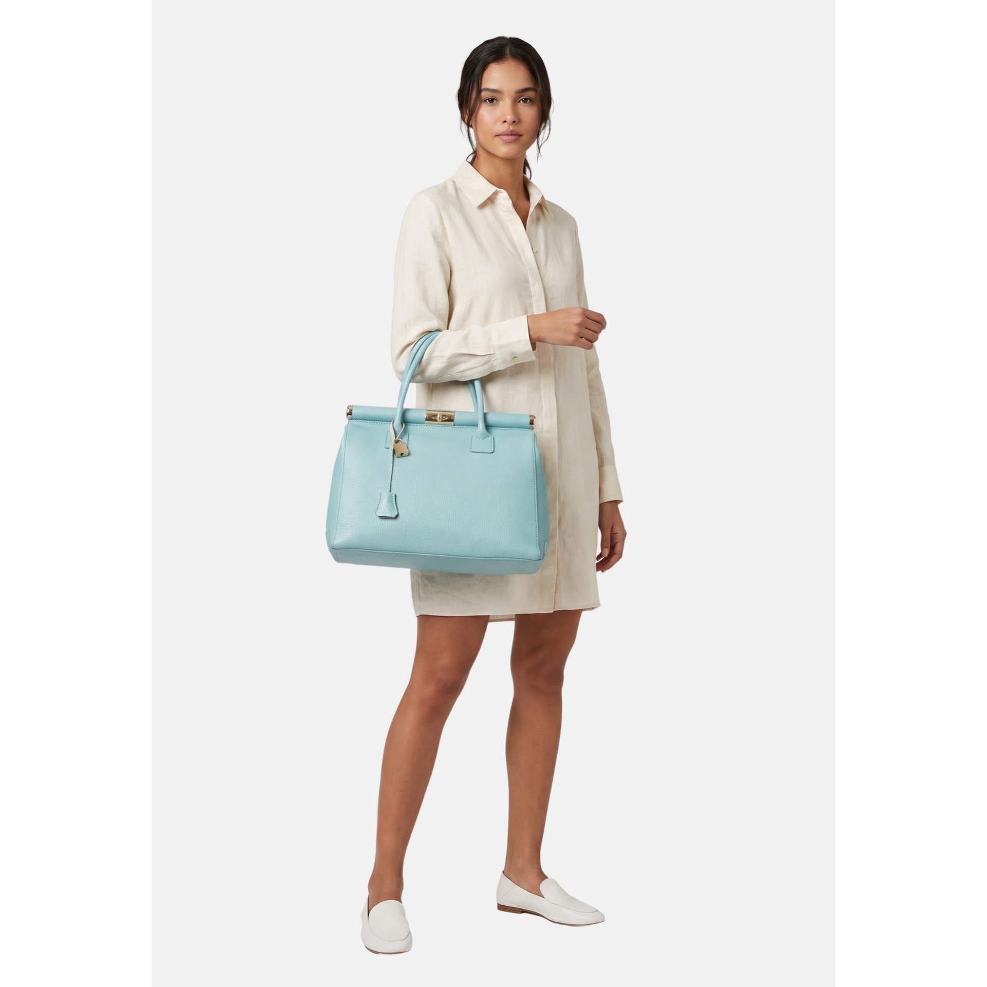 Borsa a mano da donna - Modello Aleria - Vera pelle - 35.0 x 26.0 x 16.0 cm