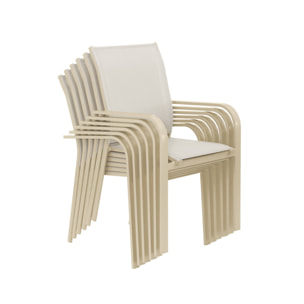 Table de jardin ronde aluminium + 6 assises OREVA + BUFFALO