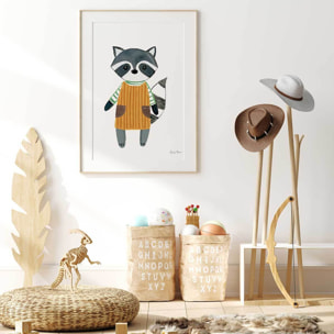 Affiche enfant maman raton  Affiche + cadre en bois - Chêne