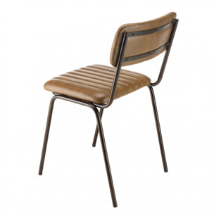 MARCEL - Lot de 2 chaises assise et dossier matelassés cuir pieds acier