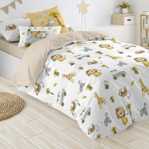 Cool Kids - Funda Nórdica Estampada - Infantil - Cierre Solapa - 100% Algodón - Incluye 1 Funda de Almohada - Serengeti