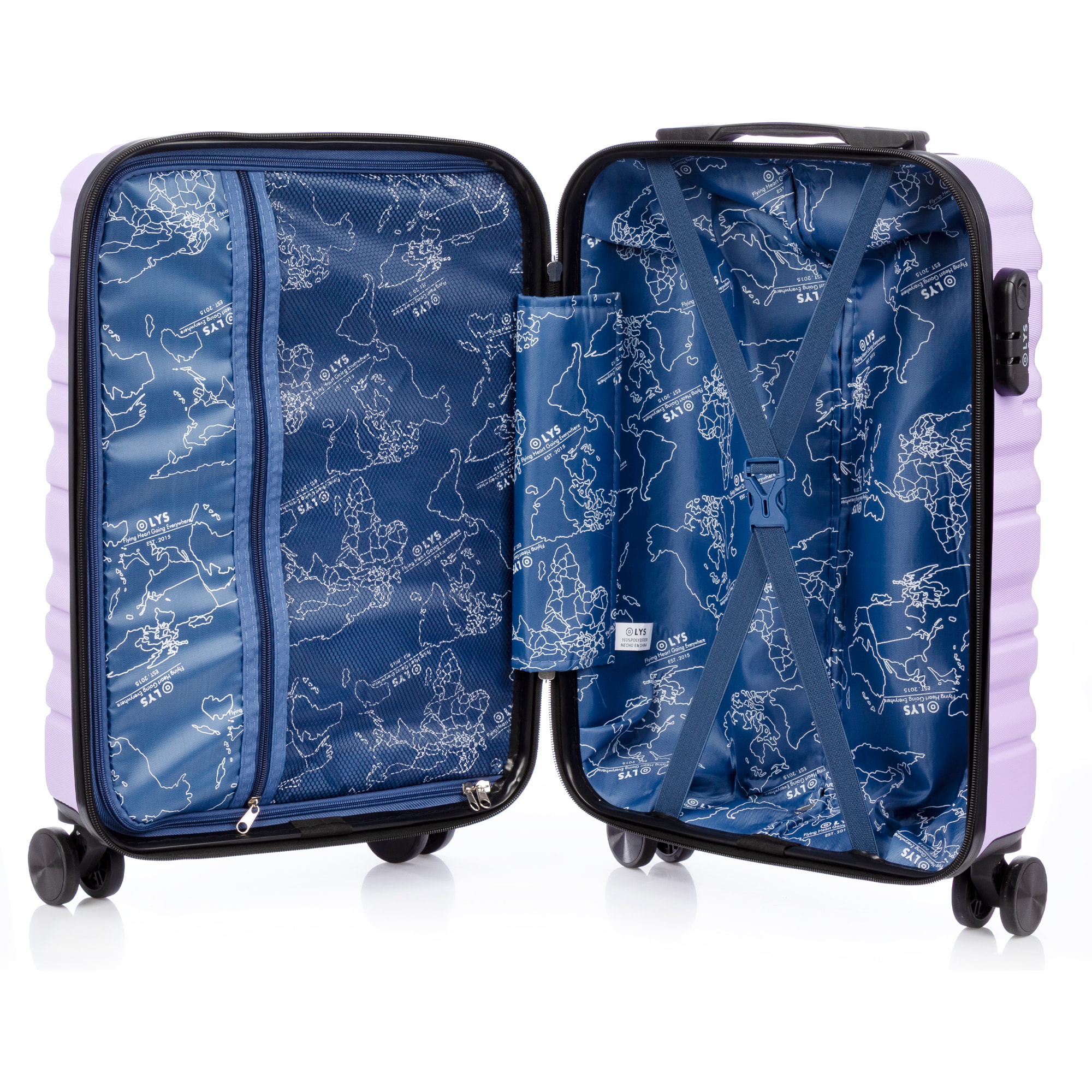 Set di 3 valigie Trolley, in materiale leggero ABS ad alta resistenza. Chiusura numerica e 4 ruote girevoli a 360°.