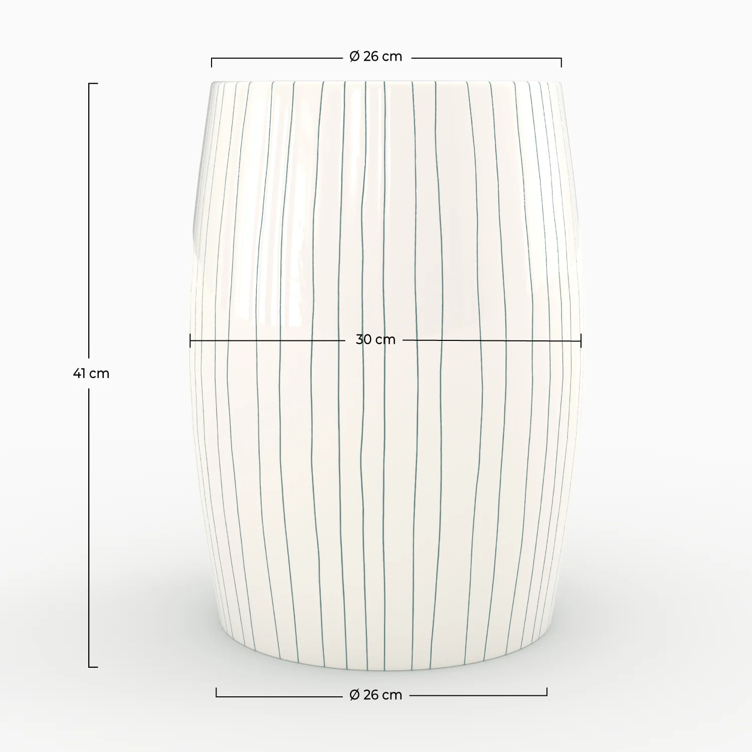 Table d'appoint ronde en métal blanc rayé D26 cm - Nello