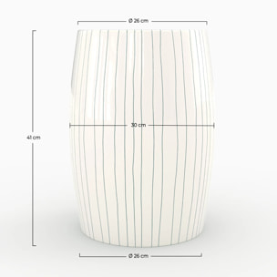 Table d'appoint ronde en métal blanc rayé D26 cm - Nello