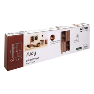 Bibliothèque 2 portes Slidy bois foncé