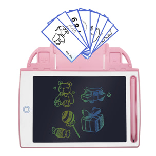 Tableta de dibujo y escritura LCD de 8,4 pulgadas, fondo multicolor. Portátil, con bloqueo de borrado. Incluye tarjetas de aprendizaje para escribir y dibujar.