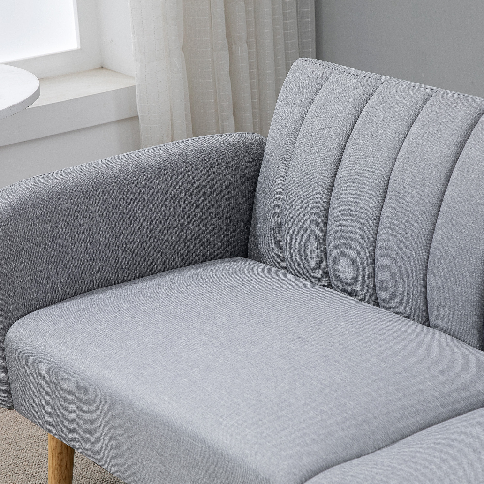 Sofá Cama de 2 Plazas Tela con Respaldo Ajustable en 3 Posiciones Reposabrazos Desmontables y Patas de Madera Sofá Doble Moderno para Salón Oficina 173x75x73 cm Gris