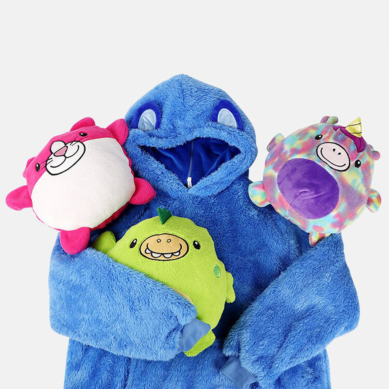 Peluche trasformabile in felpa di peluche extra morbida, 60x47cm. Tasca frontale a marsupio. disegno unicorno