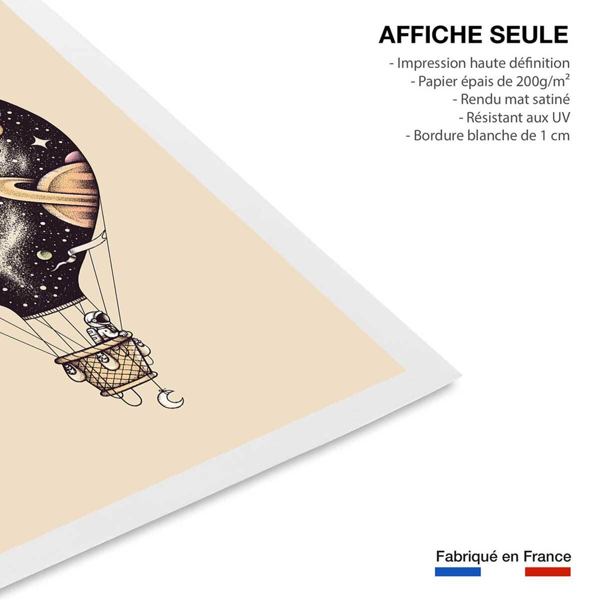 Affiche enfant montgolfiere en cosmos  Affiche seule