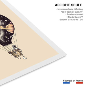 Affiche enfant montgolfiere en cosmos  Affiche seule